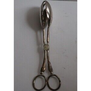 Vintage‎ Silver Plate Tongs Salad Server Scissor Style